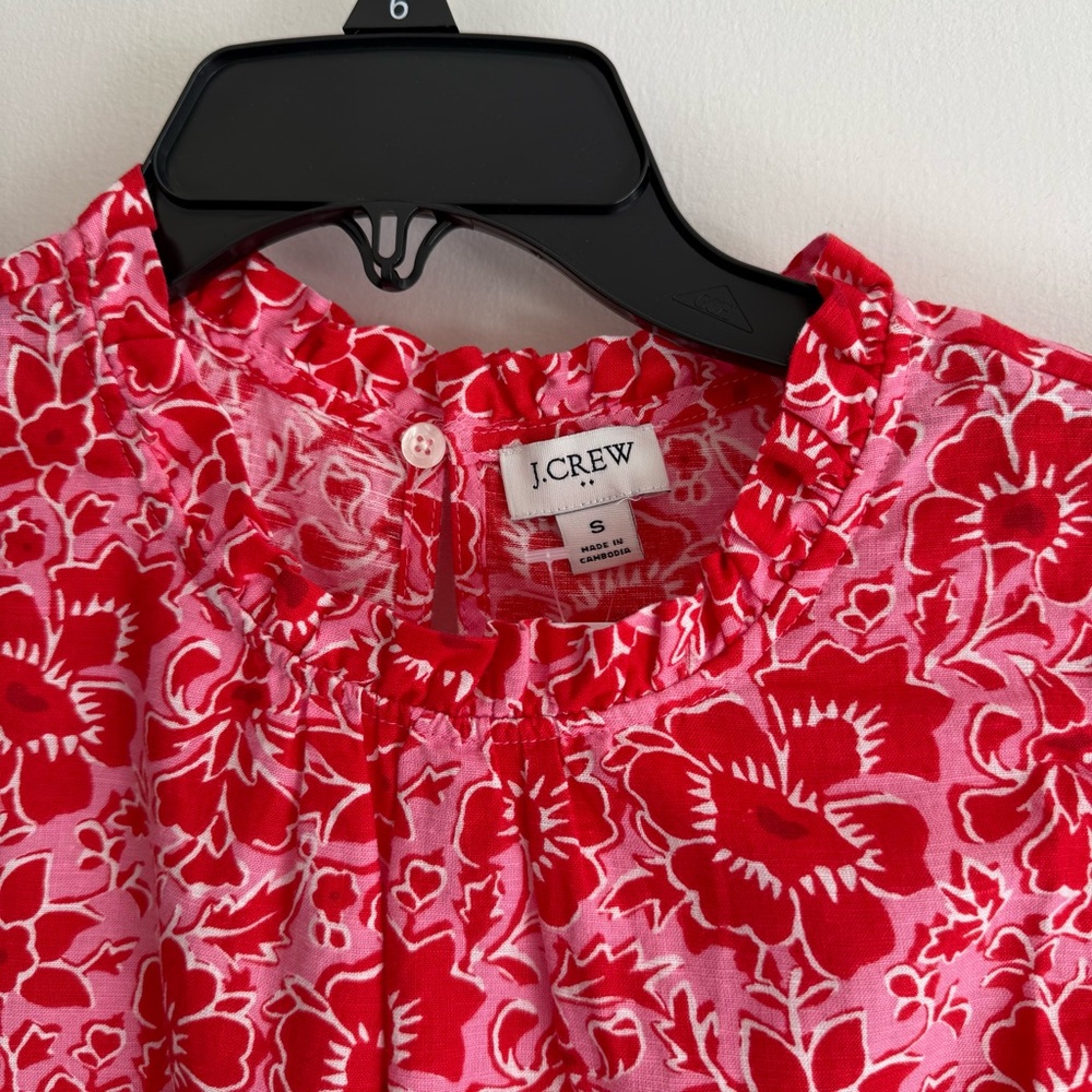 J. Crew Floral Ruffle Trim Sleeveless Blouse - Picture 3 of 8